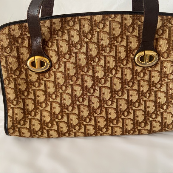 Vintage Christian Dior handbag purse designer brown tan trotter shoulder - Picture 2 of 8